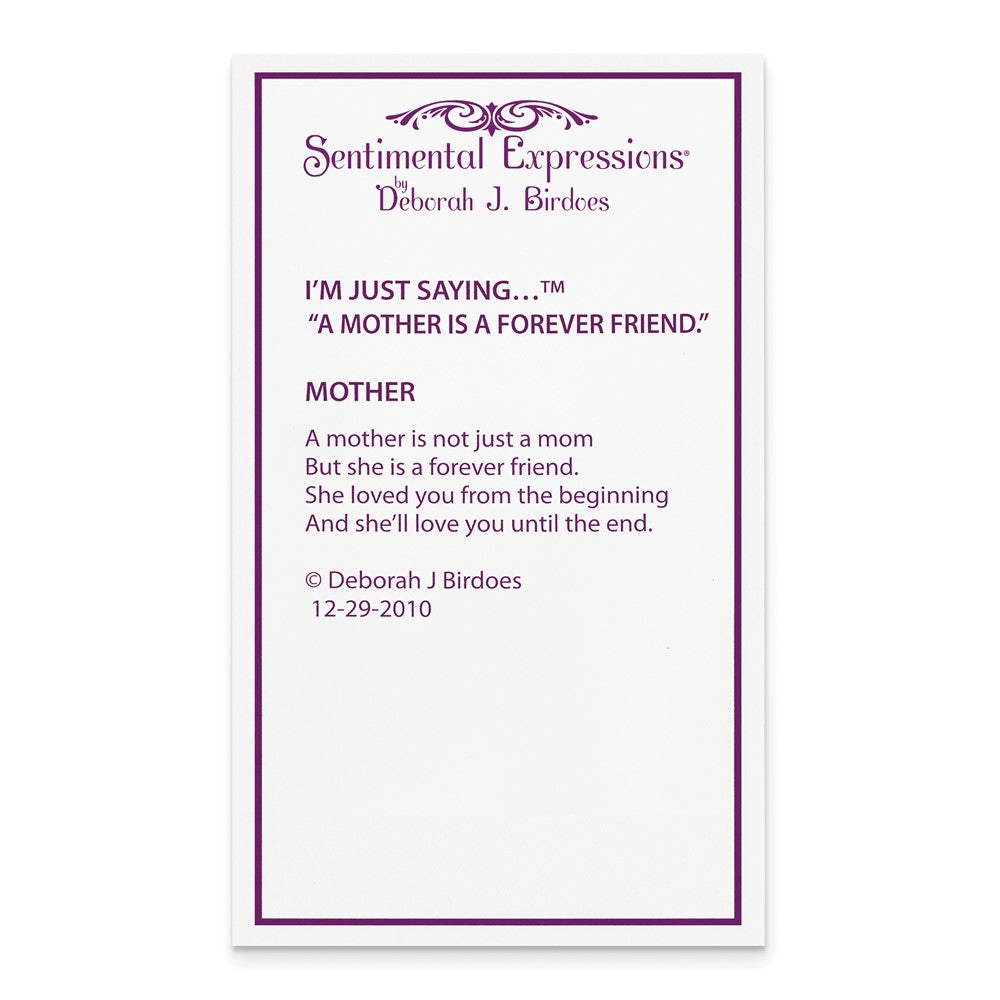 Sterling Silver Sentimental Expressions Rhodium-Plated Antiqued Cz A Mother Is Forever Friend 18In Necklace