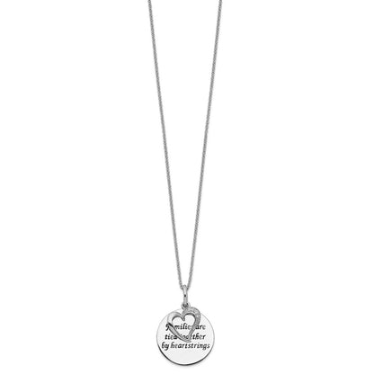 Sterling Silver Sentimental Expressions Rhodium-Plated Antiqued Cz Families Are Tied Together 18In Heart Necklace