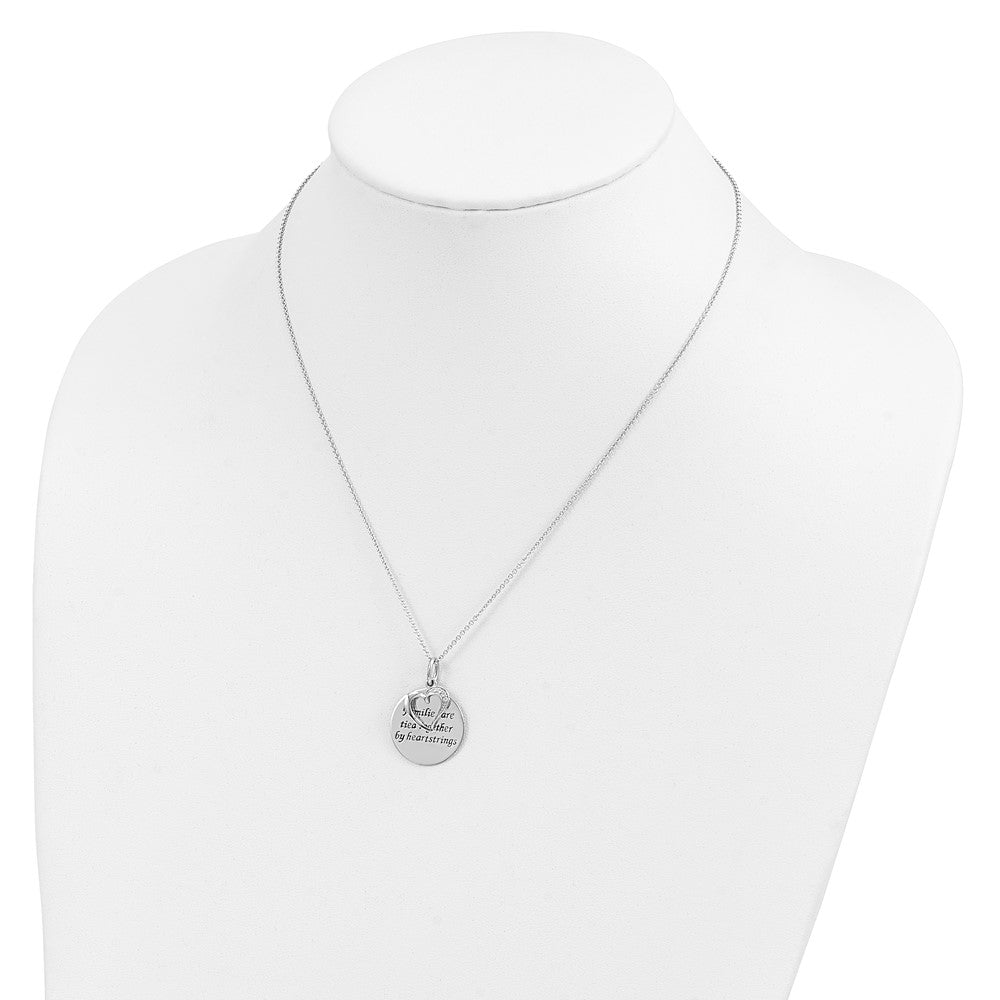 Sterling Silver Sentimental Expressions Rhodium-Plated Antiqued Cz Families Are Tied Together 18In Heart Necklace