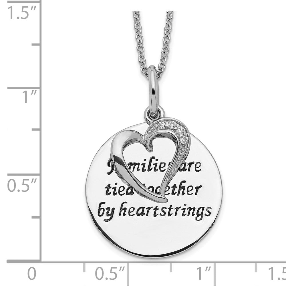 Sterling Silver Sentimental Expressions Rhodium-Plated Antiqued Cz Families Are Tied Together 18In Heart Necklace