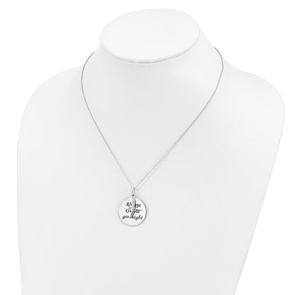 Sterling Silver Sentimental Expressions Rhodium-Plated Antiqued Cz Always Kiss Me Goodnight 18In Necklace
