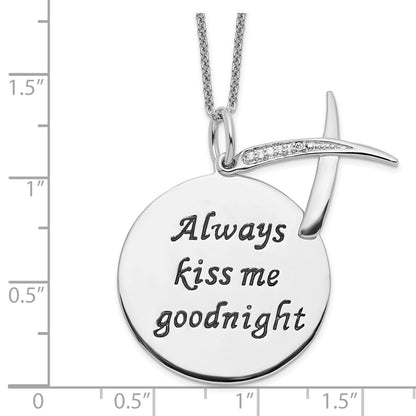 Sterling Silver Sentimental Expressions Rhodium-Plated Antiqued Cz Always Kiss Me Goodnight 18In Necklace
