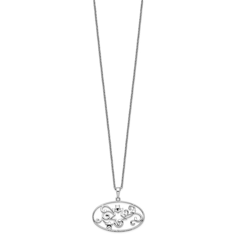 Sterling Silver Sentimental Expressions Rhodium-Plated Antiqued I Believe In You 18In Star Necklace