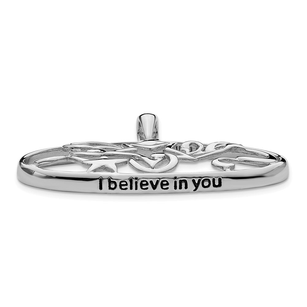 Sterling Silver Sentimental Expressions Rhodium-Plated Antiqued I Believe In You 18In Star Necklace