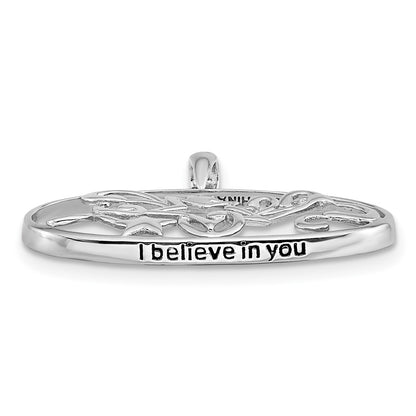 Sterling Silver Sentimental Expressions Rhodium-Plated Antiqued I Believe In You 18In Star Necklace