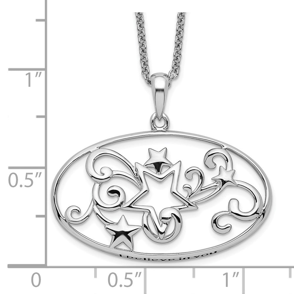 Sterling Silver Sentimental Expressions Rhodium-Plated Antiqued I Believe In You 18In Star Necklace