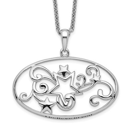 Sterling Silver Sentimental Expressions Rhodium-Plated Antiqued I Believe In You 18In Star Necklace