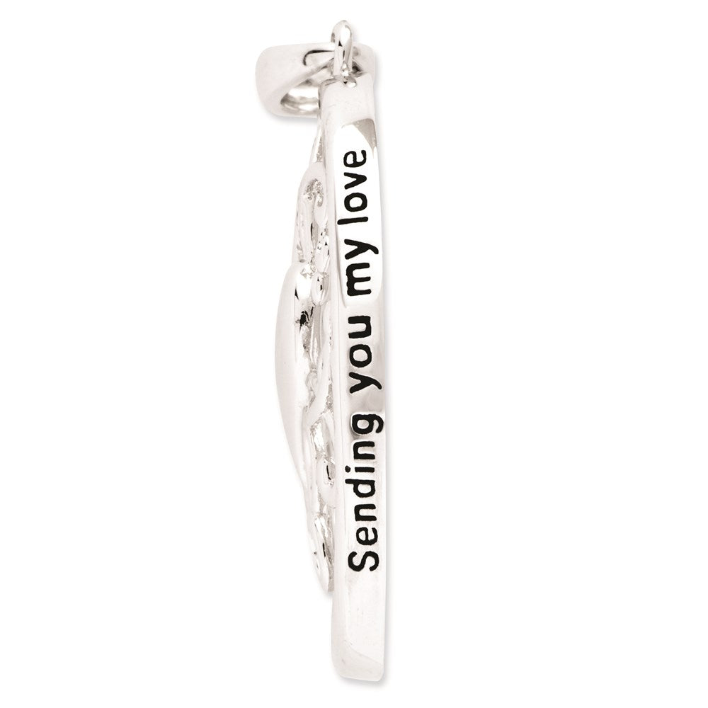 Sterling Silver Sentimental Expressions Rhodium-Plated Antiqued Sending You My Love Heart 18 Inch Necklace