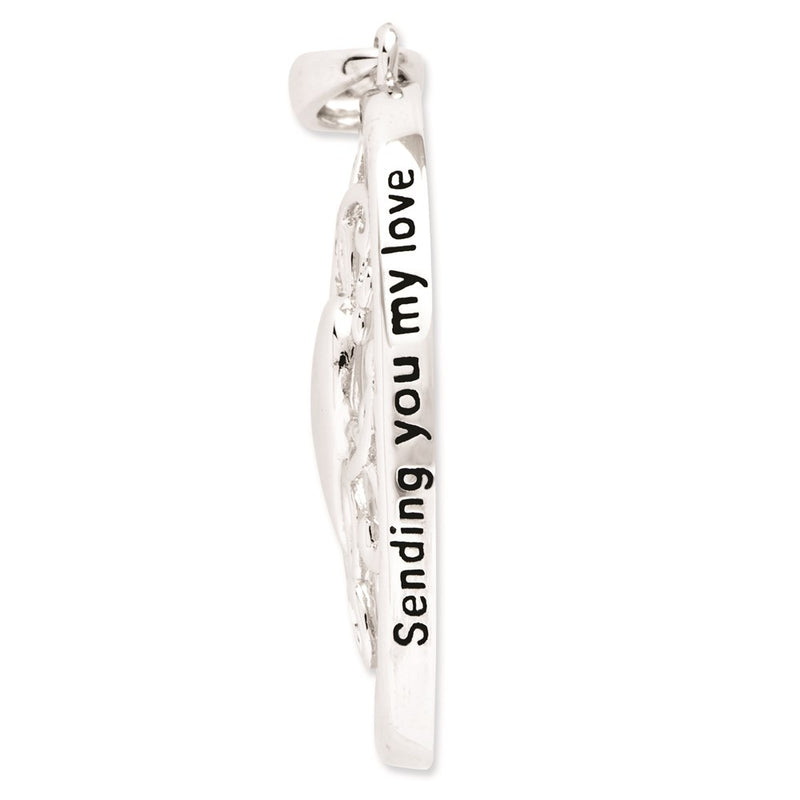 Sterling Silver Sentimental Expressions Rhodium-Plated Antiqued Sending You My Love Heart 18 Inch Necklace
