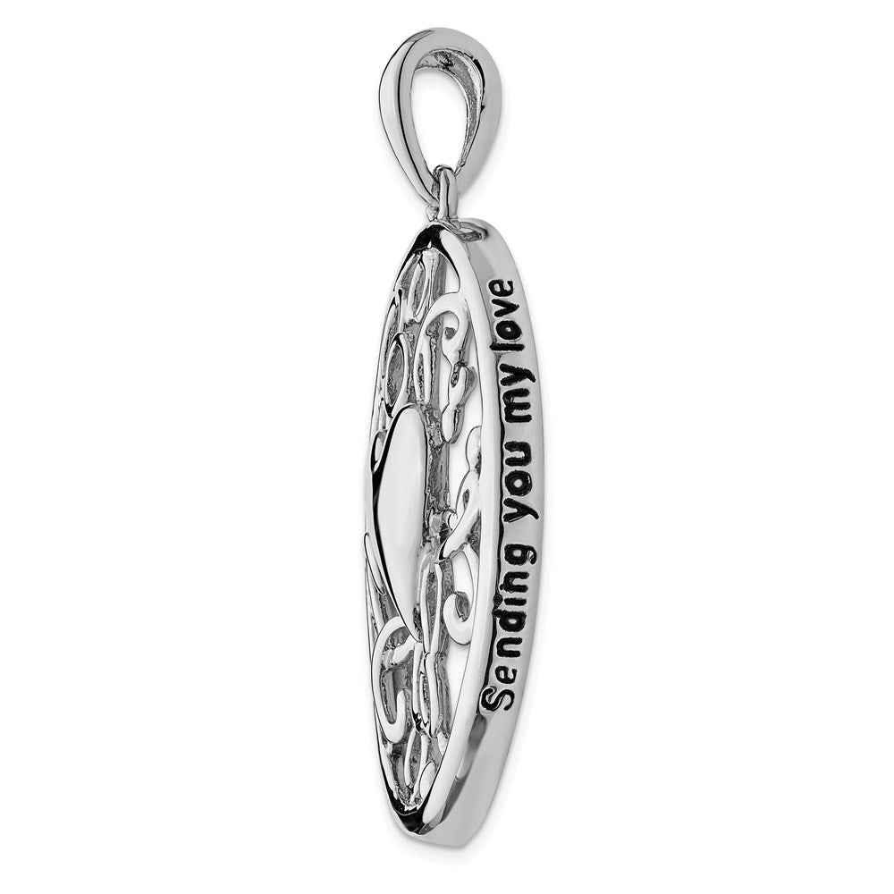 Sterling Silver Sentimental Expressions Rhodium-Plated Antiqued Sending You My Love Heart 18 Inch Necklace