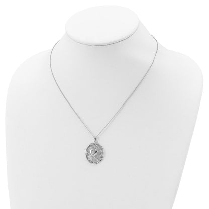 Sterling Silver Sentimental Expressions Rhodium-Plated Antiqued Sending You My Love Heart 18 Inch Necklace