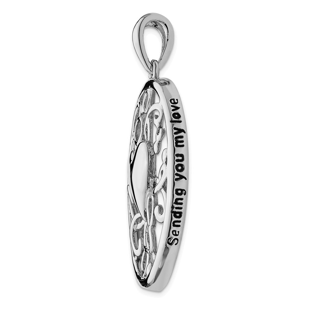 Sterling Silver Sentimental Expressions Rhodium-Plated Antiqued Sending You My Love Heart 18 Inch Necklace