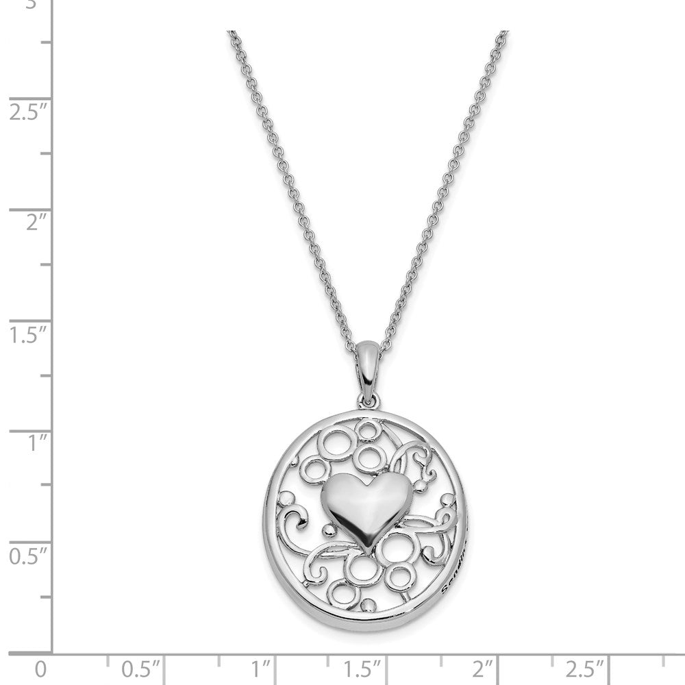 Sterling Silver Sentimental Expressions Rhodium-Plated Antiqued Sending You My Love Heart 18 Inch Necklace