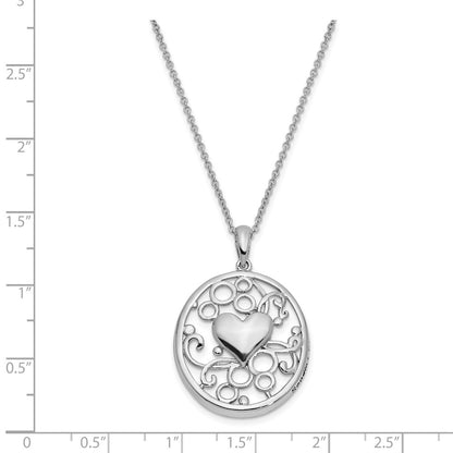 Sterling Silver Sentimental Expressions Rhodium-Plated Antiqued Sending You My Love Heart 18 Inch Necklace