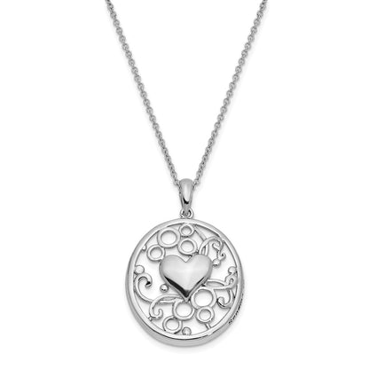Sterling Silver Sentimental Expressions Rhodium-Plated Antiqued Sending You My Love Heart 18 Inch Necklace