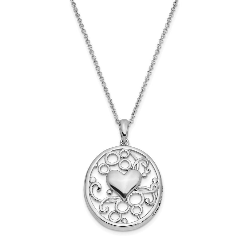Sterling Silver Sentimental Expressions Rhodium-Plated Antiqued Sending You My Love Heart 18 Inch Necklace