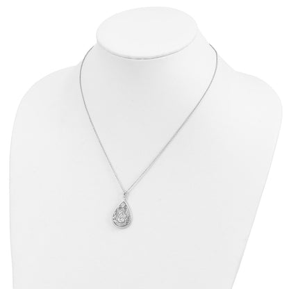 Sterling Silver Sentimental Expressions Rhodium-Plated Cz In Loving Memory 18In Necklace