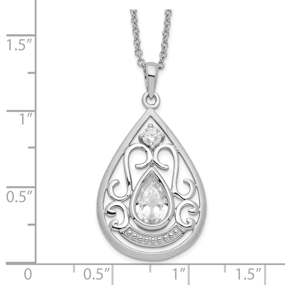 Sterling Silver Sentimental Expressions Rhodium-Plated Cz In Loving Memory 18In Necklace