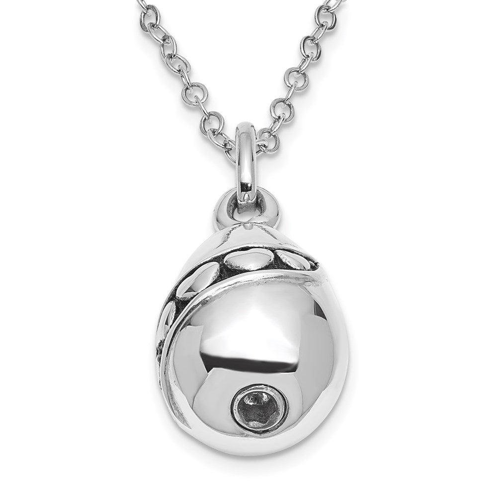 Sterling Silver Sentimental Expressions Rhodium-Plated Antiqued Tear Of Love Ash Holder 18 Inch Necklace
