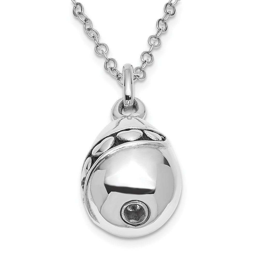 Sterling Silver Sentimental Expressions Rhodium-Plated Antiqued Tear Of Love Ash Holder 18 Inch Necklace