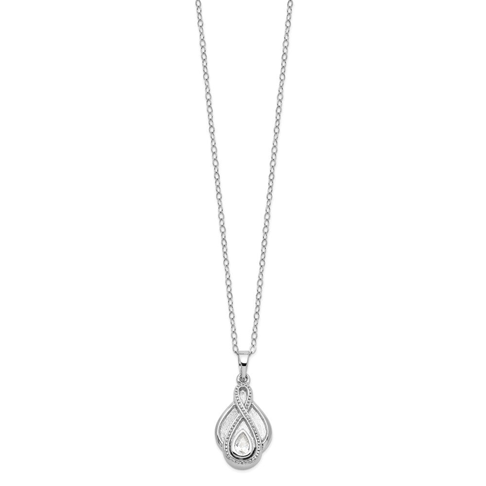 Sterling Silver Sentimental Expressions Rhodium-Plated Cz Tear Of Strength Ash Holder 18 Inch Necklace