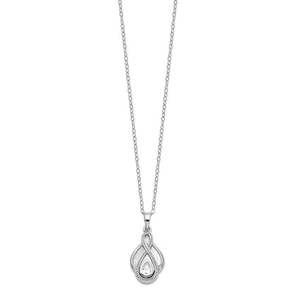 Sterling Silver Sentimental Expressions Rhodium-Plated Cz Tear Of Strength Ash Holder 18 Inch Necklace