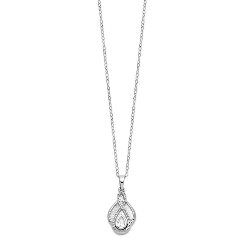 Sterling Silver Sentimental Expressions Rhodium-Plated Cz Tear Of Strength Ash Holder 18 Inch Necklace