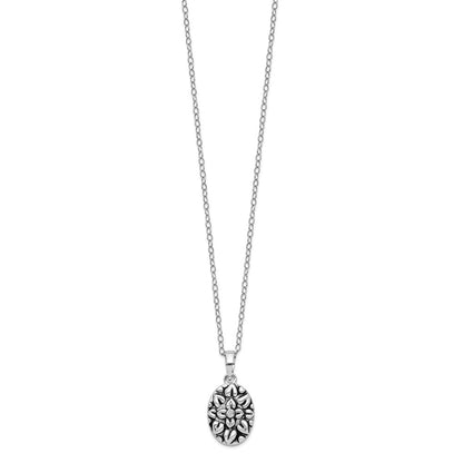 Sterling Silver Sentimental Expressions Rhodium-Plated Cz Antiqued Flower Ash Holder 18 Inch Necklace