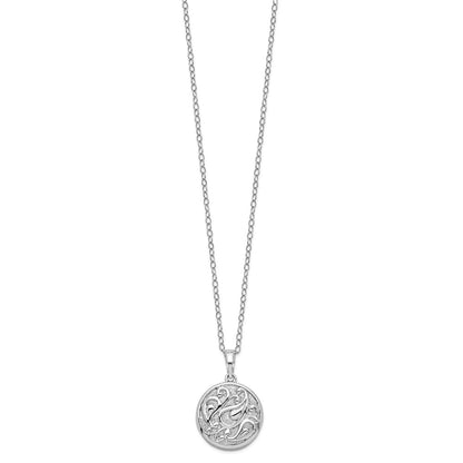 Sterling Silver Sentimental Expressions Rhodium-Plated Tear In Circle Ash Holder 18 Inch Necklace