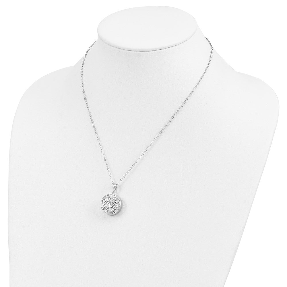 Sterling Silver Sentimental Expressions Rhodium-Plated Tear In Circle Ash Holder 18 Inch Necklace