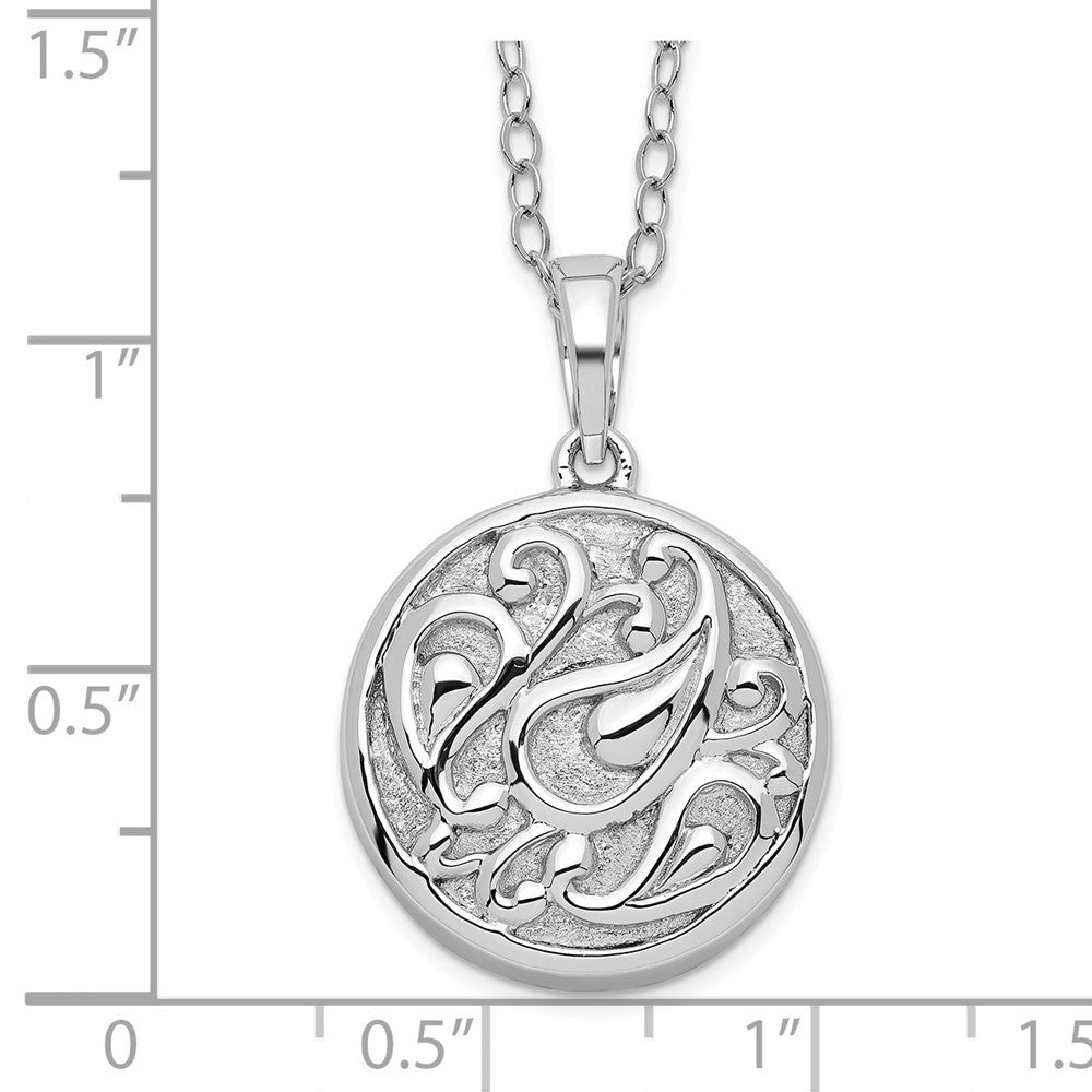 Sterling Silver Sentimental Expressions Rhodium-Plated Tear In Circle Ash Holder 18 Inch Necklace
