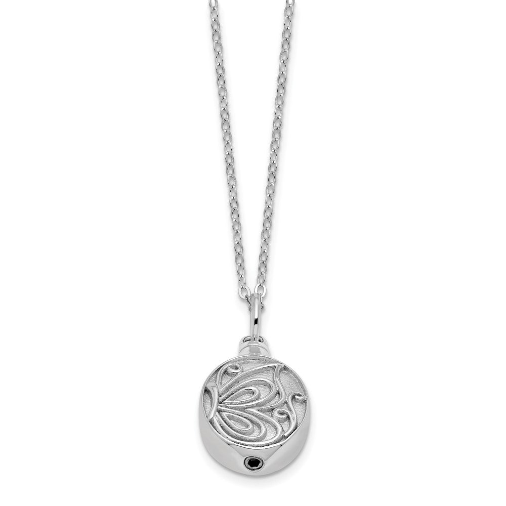 Sterling Silver Sentimental Expressions Rhodium-Plated Butterfly Ash Holder 18 Inch Necklace