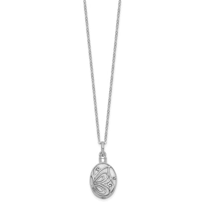 Sterling Silver Sentimental Expressions Rhodium-Plated Butterfly Ash Holder 18 Inch Necklace