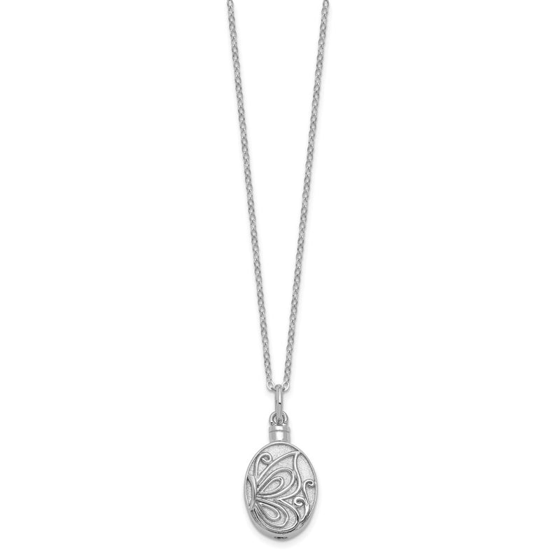 Sterling Silver Sentimental Expressions Rhodium-Plated Butterfly Ash Holder 18 Inch Necklace