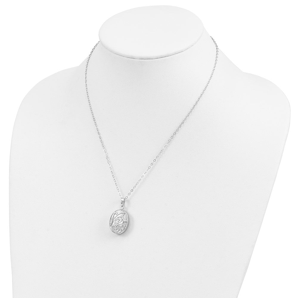 Sterling Silver Sentimental Expressions Rhodium-Plated Butterfly Ash Holder 18 Inch Necklace