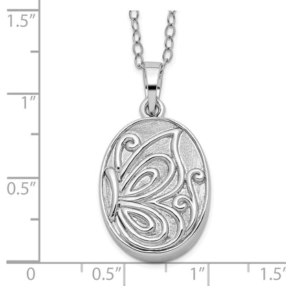 Sterling Silver Sentimental Expressions Rhodium-Plated Butterfly Ash Holder 18 Inch Necklace