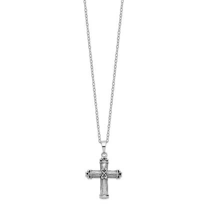 Sterling Silver Sentimental Expressions Rhodium-Plated Antiqued Cross Ash Holder 18 Inch Necklace