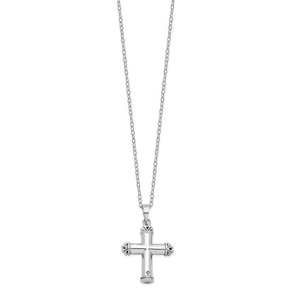 Sterling Silver Sentimental Expressions Rhodium-Plated Antiqued Cross Ash Holder 18 Inch Necklace