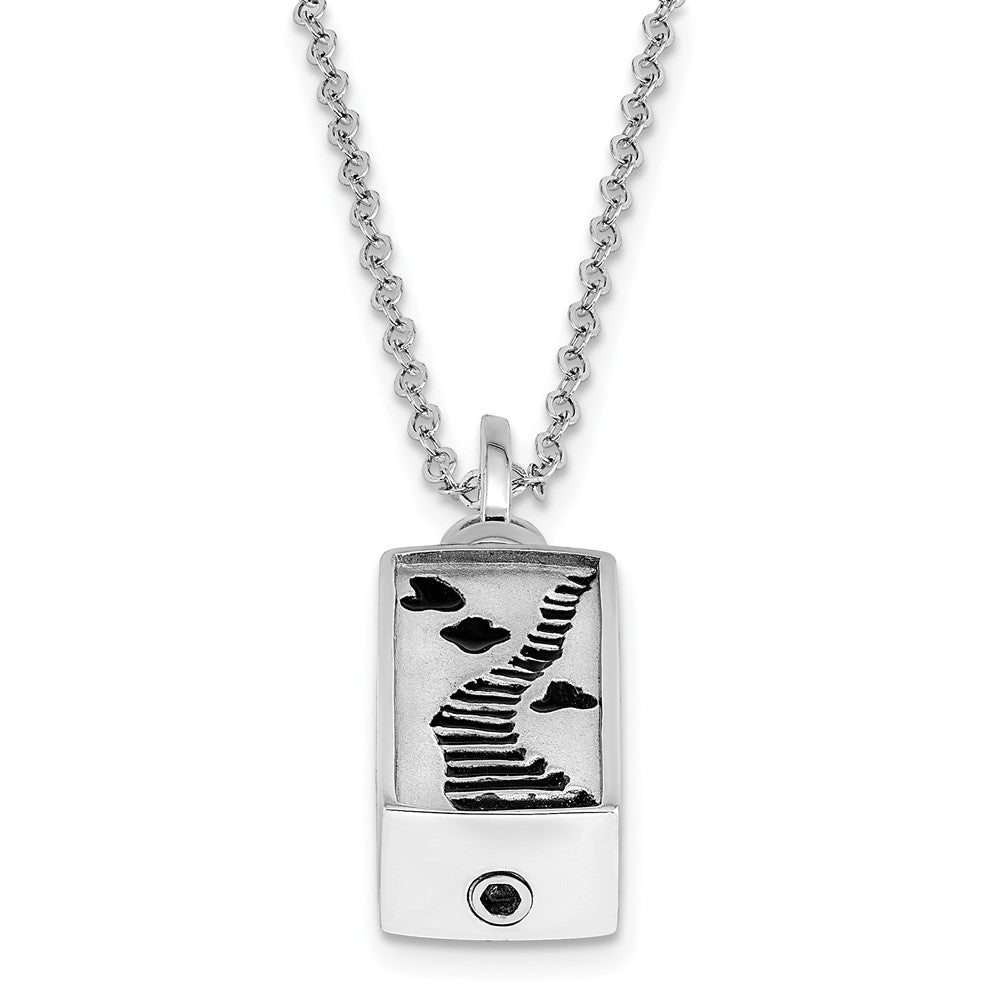 Sterling Silver Sentimental Expressions Rhodium-Plated Enameled Stairway To Heaven Ash Holder 18 Inch Necklace