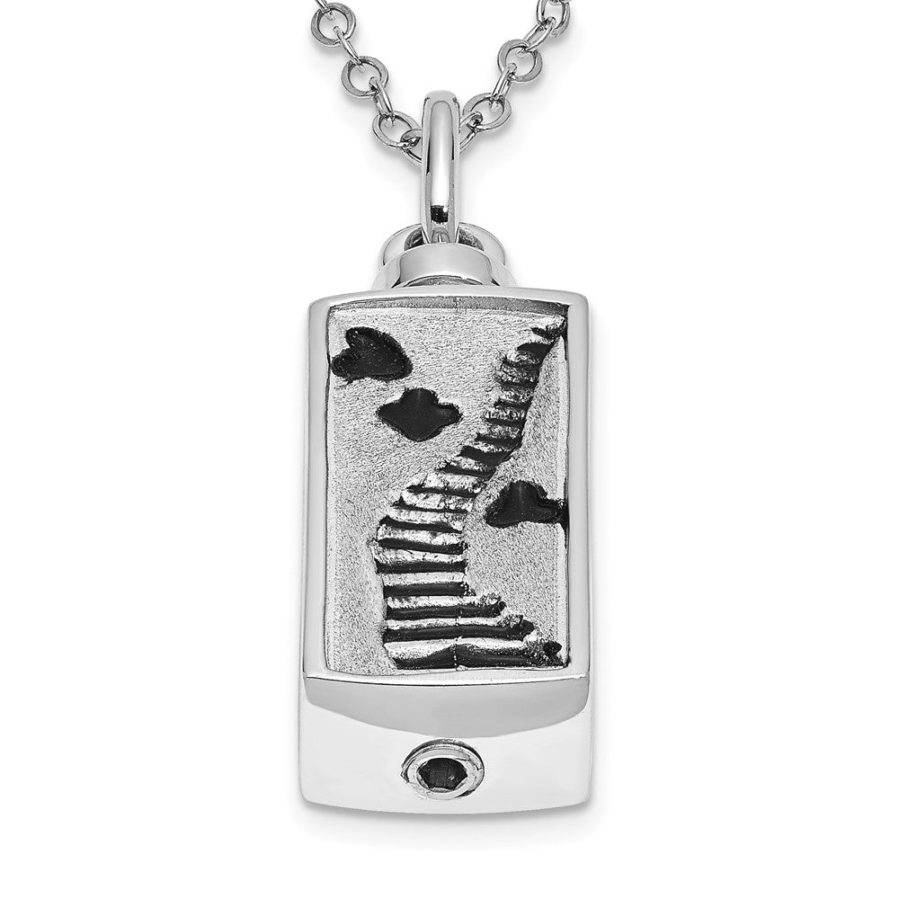 Sterling Silver Sentimental Expressions Rhodium-Plated Enameled Stairway To Heaven Ash Holder 18 Inch Necklace