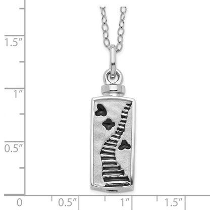 Sterling Silver Sentimental Expressions Rhodium-Plated Enameled Stairway To Heaven Ash Holder 18 Inch Necklace