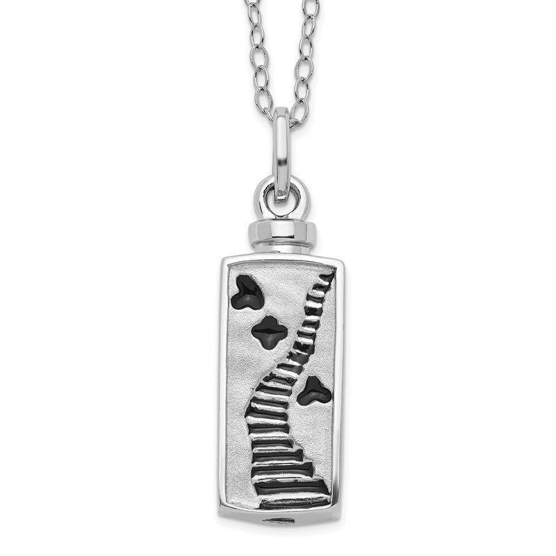 Sterling Silver Sentimental Expressions Rhodium-Plated Enameled Stairway To Heaven Ash Holder 18 Inch Necklace