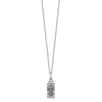 Sterling Silver Sentimental Expressions Rhodium-Plated Antiqued Rectangle Box Cross Ash Holder 18 Inch Necklace