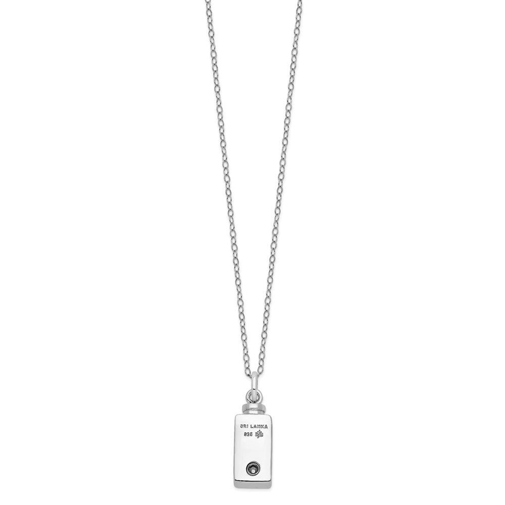 Sterling Silver Sentimental Expressions Rhodium-Plated Antiqued Rectangle Box Cross Ash Holder 18 Inch Necklace