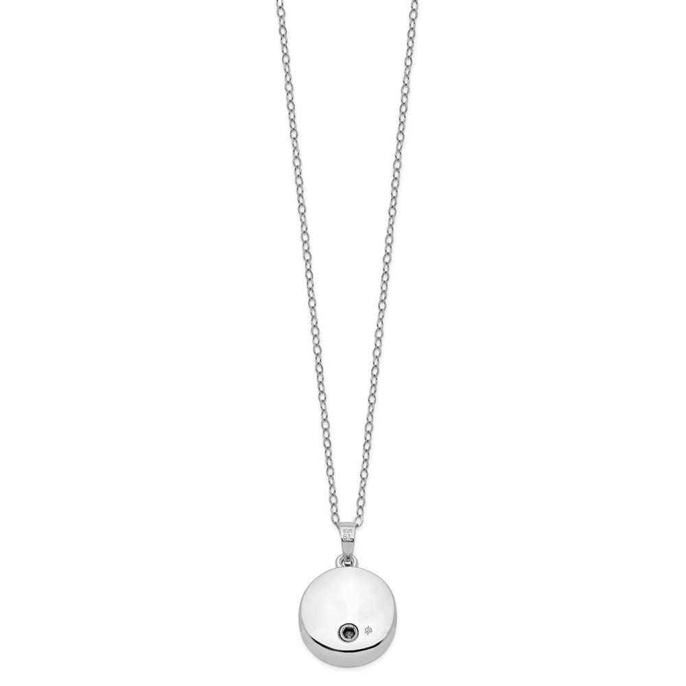 Sterling Silver Sentimental Expressions Rhodium-Plated Enameled Paw Print Ash Holder 18 Inch Necklace