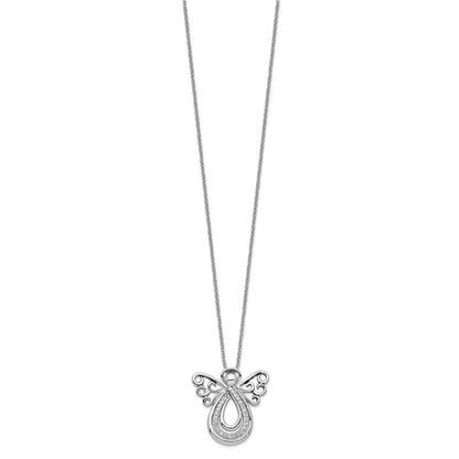 Sterling Silver Sentimental Expressions Rhodium-Plated Cz Angel Of Comfort 18In. Necklace