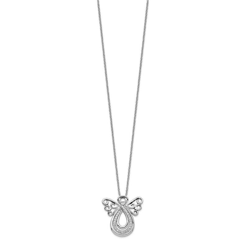 Sterling Silver Sentimental Expressions Rhodium-Plated Cz Angel Of Comfort 18In. Necklace