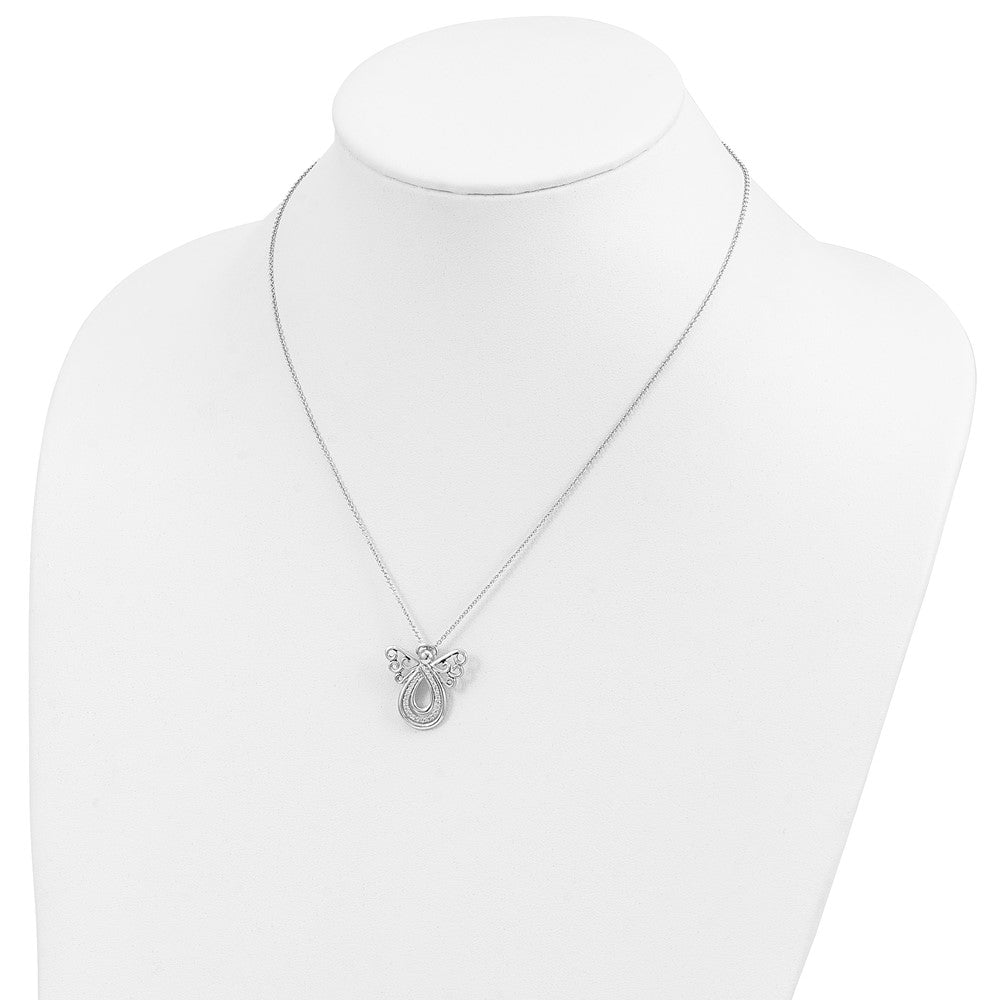 Sterling Silver Sentimental Expressions Rhodium-Plated Cz Angel Of Comfort 18In. Necklace