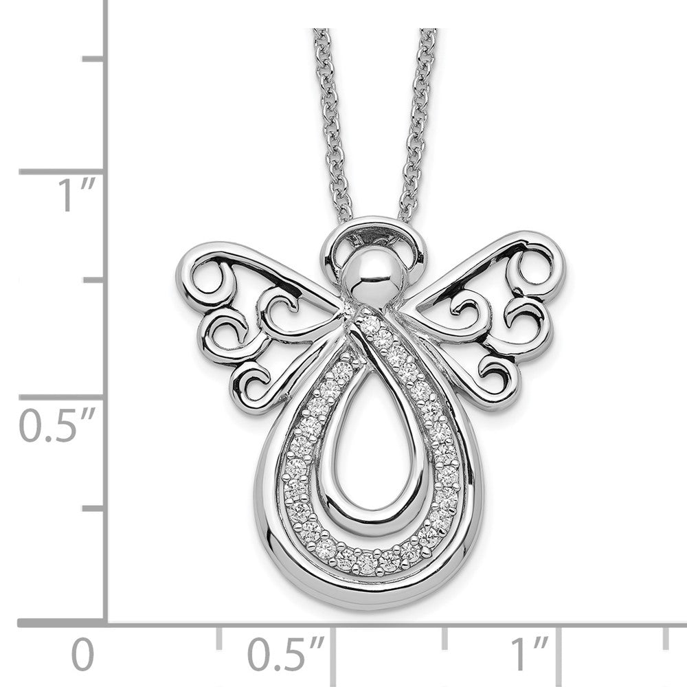Sterling Silver Sentimental Expressions Rhodium-Plated Cz Angel Of Comfort 18In. Necklace