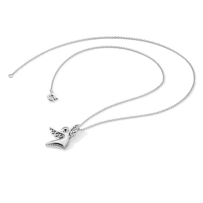 Sterling Silver Sentimental Expressions Rhodium-Plated Cz Antiqued Angel Of Joy 18In. Necklace